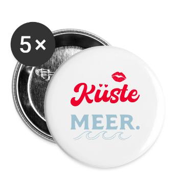 Sie Küste er wollte Meer, lustiges Wortspiel - Buttons groß 56 mm (5er Pack) - Weiß - Vorne