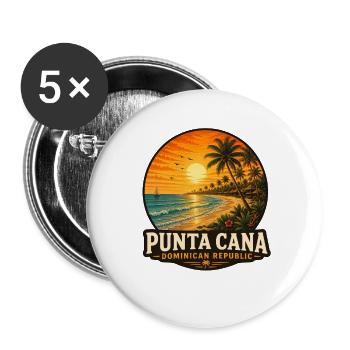 Punta Cana Dominican Republic Caribbean Holidays - Buttons large 2.2''/56 mm (5-pack) - white - Front