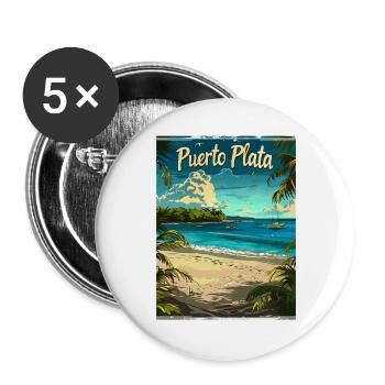 Exotischer Strand Puerto Plata Karibik Landschaft - Buttons groß 56 mm (5er Pack) - Weiß - Vorne