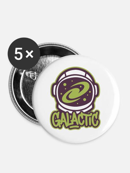 Galaxie Astronautenhelm Logo - Buttons groß 56 mm (5er Pack) - Weiß