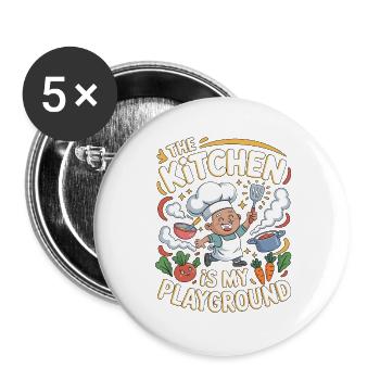 Restaurant Chef The Kitchen Is My Culinary Arts - Buttons large 2.2''/56 mm (5-pack) - white - Front