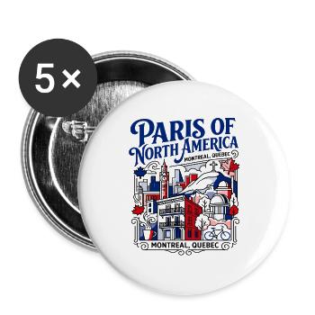 Paris Of North America Montreal Quebec - Buttons large 2.2''/56 mm (5-pack) - white - Front