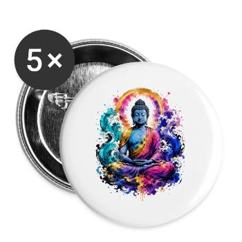 Buddha Wave Meditation Art - Buttons large 2.2''/56 mm (5-pack) - white - Front