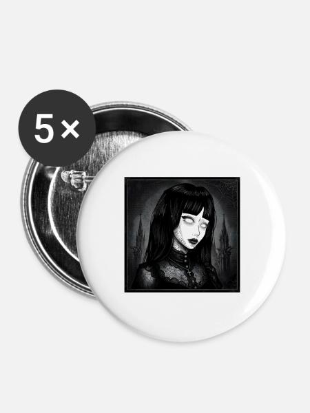 Goth im Nebel - Buttons groß 56 mm (5er Pack) - Weiß