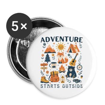Adventure Starts Outside Borderless Camping Hiking - Buttons large 2.2''/56 mm (5-pack) - white - Front