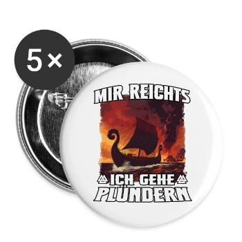 Vikingenschiff Sturm Plündernd - Buttons groß 56 mm (5er Pack) - Weiß - Vorne