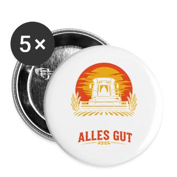 Ernte Gut, Alles Gut | Landwirt | Erntedank - Buttons groß 56 mm (5er Pack) - Weiß - Vorne