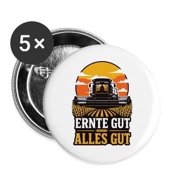 Ernte Gut, Alles Gut | Landwirt | Erntedank - Buttons groß 56 mm (5er Pack) - Weiß - Vorne