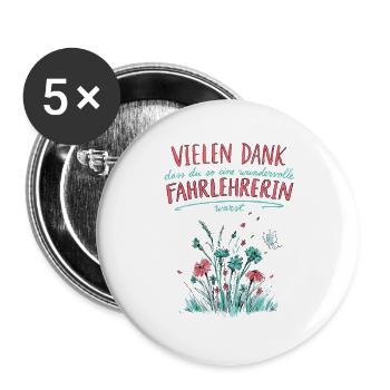 Beste Fahrlehrerin Abschied Jobwechsel Rente - Buttons groß 56 mm (5er Pack) - Weiß - Vorne