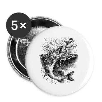 Pike Surface Hunting | Classic Collection - Buttons large 2.2''/56 mm (5-pack) - white - Front