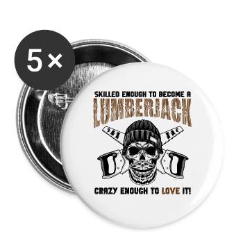 Lumberjack Skull Saws - Buttons large 2.2''/56 mm (5-pack) - white - Front