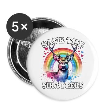 Sikahirsch Save Sika Deer - Buttons large 2.2''/56 mm (5-pack) - white - Front
