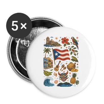 Puerto Rico | Caribbean, Music & Island Feeling - Buttons large 2.2''/56 mm (5-pack) - white - Front