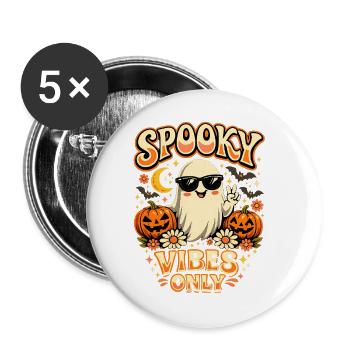 Spooky Vibes Only Ghost Retro Halloween - Buttons large 2.2''/56 mm (5-pack) - white - Front