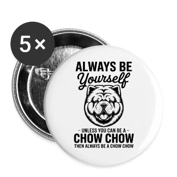 Chow Chow Dictons Chiens Drôle Chow Chow Cadeau - Lot de 5 grands badges (56 mm) - blanc - Devant