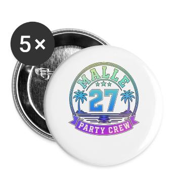 Malle 2027 Party Crew Mallorca Holiday Group - Buttons large 2.2''/56 mm (5-pack) - white - Front