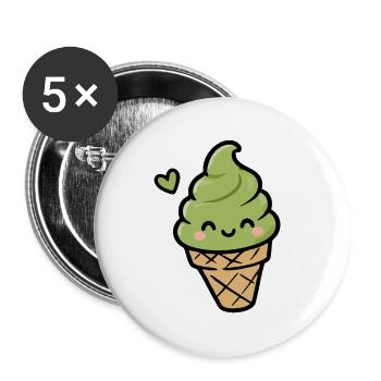 Cornet de glace Kawaii Matcha - Lot de 5 grands badges (56 mm) - blanc - Devant