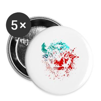 Art éclaboussuré de bison - Lot de 5 grands badges (56 mm) - blanc - Devant