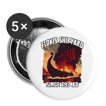 Flokis Shipyard Viking Fire - Buttons large 2.2''/56 mm (5-pack) - white - Front