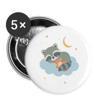 Raccoon and squirrel sleeping - Buttons large 2.2''/56 mm (5-pack) - white - Front