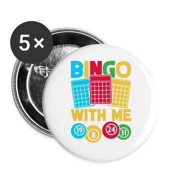 Bingo Game Bingo With Me Bingo - Buttons large 2.2''/56 mm (5-pack) - white - Front