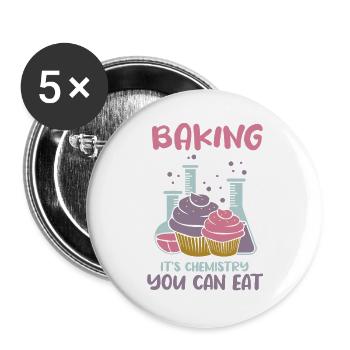 Pâtisserie Pâtissière Pât - Lot de 5 grands badges (56 mm) - blanc - Devant