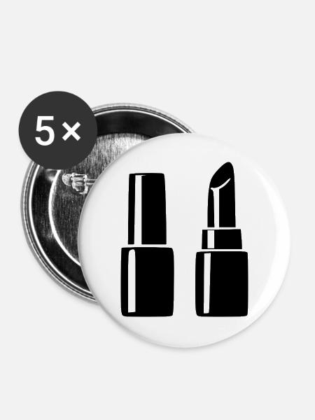 Nagellack Lippenstift Kosmetik Geschenk Kosmetiker - Buttons groß 56 mm (5er Pack) - Weiß