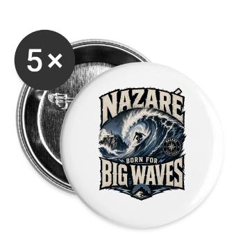 Nazaré Big Waves - Buttons large 2.2''/56 mm (5-pack) - white - Front
