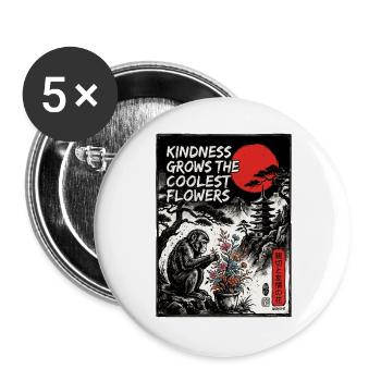 Kindness Grows The Coolest Flowers - Buttons groß 56 mm (5er Pack) - Weiß - Vorne