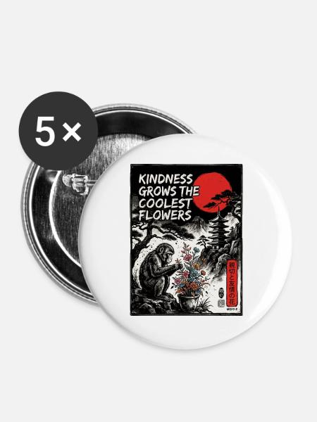 Kindness Grows The Coolest Flowers - Buttons groß 56 mm (5er Pack) - Weiß