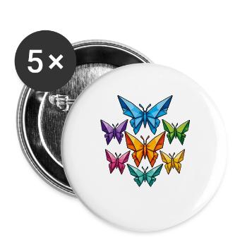 Geometric Butterflies Color Palette - Buttons large 2.2''/56 mm (5-pack) - white - Front