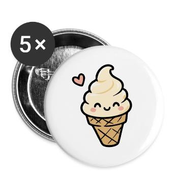 Kawaii Vanilla IceCream Cone - Buttons large 2.2''/56 mm (5-pack) - white - Front
