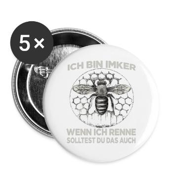 Imker Biene Fan Honigwabe Bienenmotiv Imkerei - Buttons groß 56 mm (5er Pack) - Weiß - Vorne