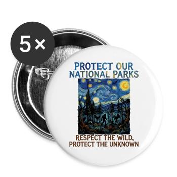 Cryptid Van Gogh Protect Our National Parks - Buttons large 2.2''/56 mm (5-pack) - white - Front
