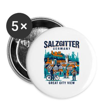 Salzgitter Germany Great City View Skyline - Buttons large 2.2''/56 mm (5-pack) - white - Front