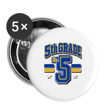 5th Grade First Day Varsity No. 5, Fifth Grader Gi - Buttons large 2.2''/56 mm (5-pack) - white - Front