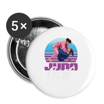 Judo Girl Retro Girl Martial Arts Judoka - Buttons large 2.2''/56 mm (5-pack) - white - Front
