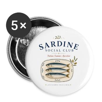 Sardine Social Club Mediterranean Retro - Buttons large 2.2''/56 mm (5-pack) - white - Front