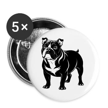 English Bulldog - Buttons large 2.2''/56 mm (5-pack) - white - Front