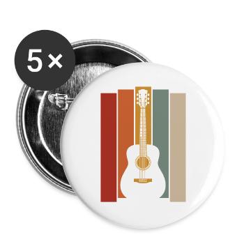 Retro Guitar Graphic - Musician Guitarist - Buttons large 2.2''/56 mm (5-pack) - white - Front