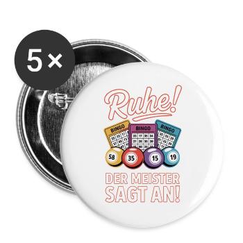 Bingo Game Ruhe Der Meister Sagt An Bingo - Buttons groß 56 mm (5er Pack) - Weiß - Vorne