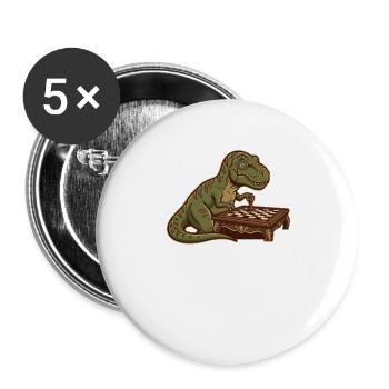 T-Rex Dinosaur Playing Chess - Buttons large 2.2''/56 mm (5-pack) - white - Front