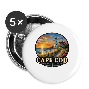 Cape Cod Massachusetts Vacation Beach Lighthouse - Buttons large 2.2''/56 mm (5-pack) - white - Front