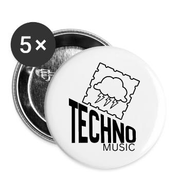 Techno - Buttons groß 56 mm (5er Pack) - Weiß - Vorne