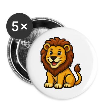 Pixel Lion Cub Design - Buttons large 2.2''/56 mm (5-pack) - white - Front