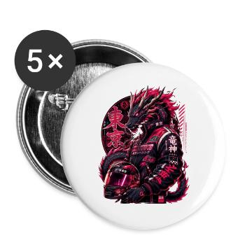 Japanese Dragon Racer - Buttons large 2.2''/56 mm (5-pack) - white - Front
