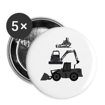 Construction Equipment Silhouettes Collection - Buttons large 2.2''/56 mm (5-pack) - white - Front