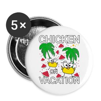 Chickens Holiday - Buttons large 2.2''/56 mm (5-pack) - white - Front