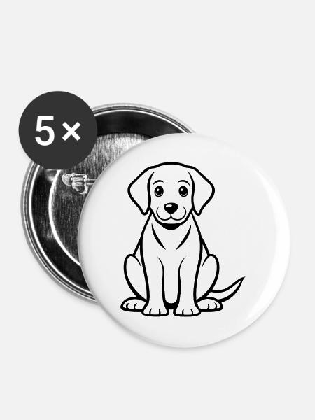 Labradorwelpe - Buttons groß 56 mm (5er Pack) - Weiß