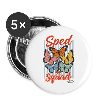 Sped Squad Butterfly Special Education Teacher - Buttons large 2.2''/56 mm (5-pack) - white - Front